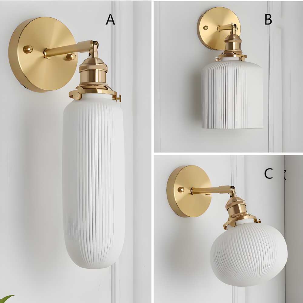 Frendorf | CyRibbed Wandleuchte - Keramik Wandleuchte - Gerippte Weiße Wandleuchte Design - Wandleuchten LED