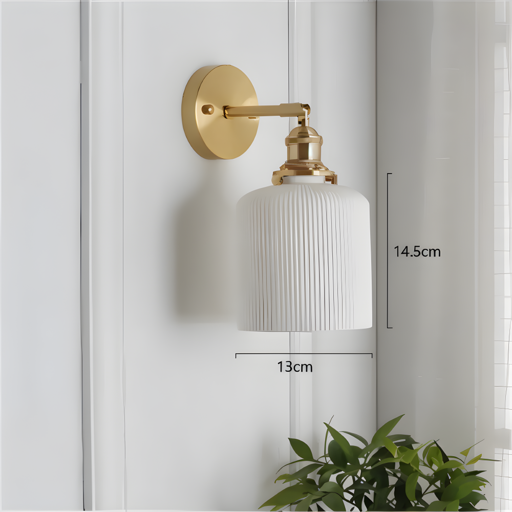 Frendorf | CyRibbed Wandleuchte - Keramik Wandleuchte - Gerippte Weiße Wandleuchte Design - Wandleuchten LED