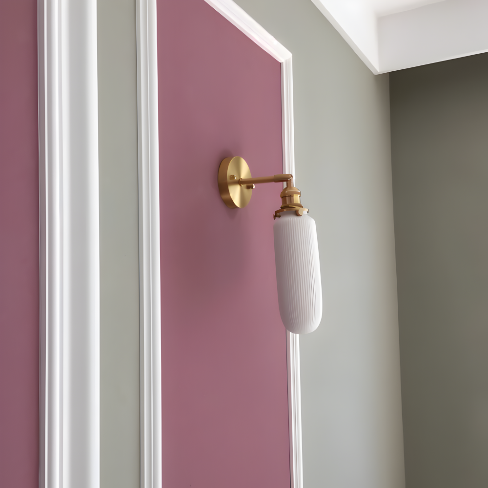 Frendorf | CyRibbed Wandleuchte - Keramik Wandleuchte - Gerippte Weiße Wandleuchte Design - Wandleuchten LED