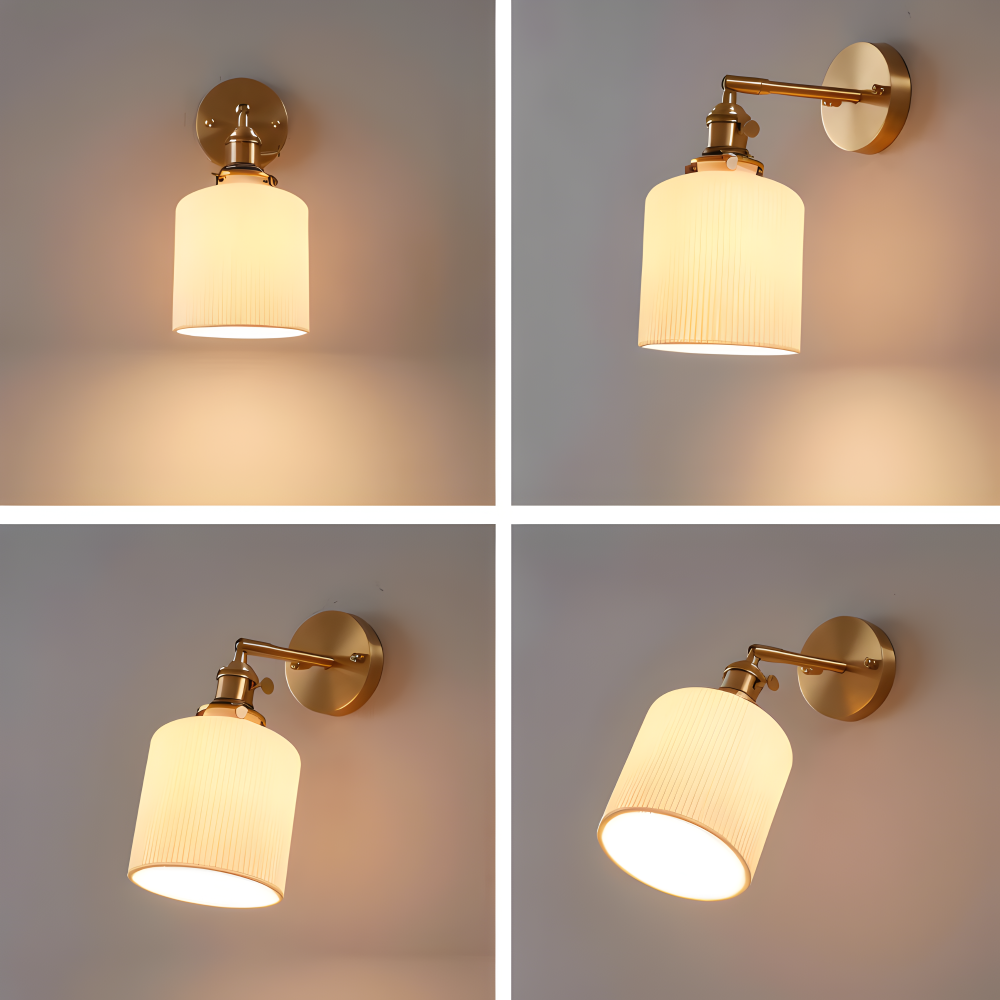 Frendorf | CyRibbed Wandleuchte - Keramik Wandleuchte - Gerippte Weiße Wandleuchte Design - Wandleuchten LED