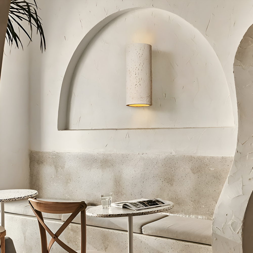 Frendorf | Zylinder Tube Wandleuchte - Wabi Sabi Stone Wall Sconce - Wandstrahler LED Beleuchtung