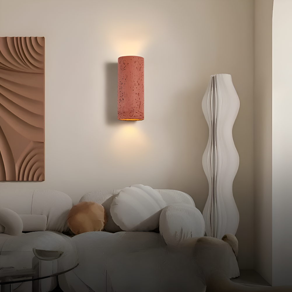 Frendorf | Zylinder Tube Wandleuchte - Wabi Sabi Stone Wall Sconce - Wandstrahler LED Beleuchtung