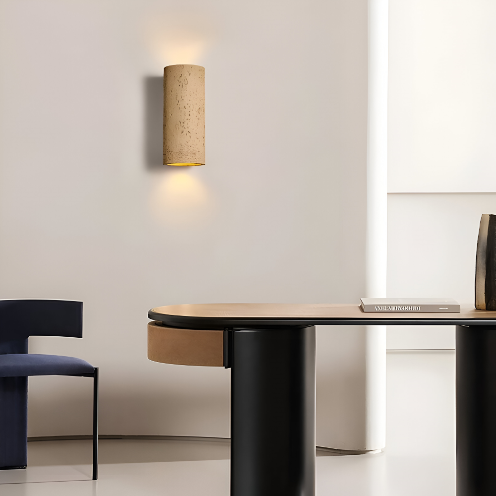 Frendorf | Zylinder Tube Wandleuchte - Wabi Sabi Stone Wall Sconce - Wandstrahler LED Beleuchtung
