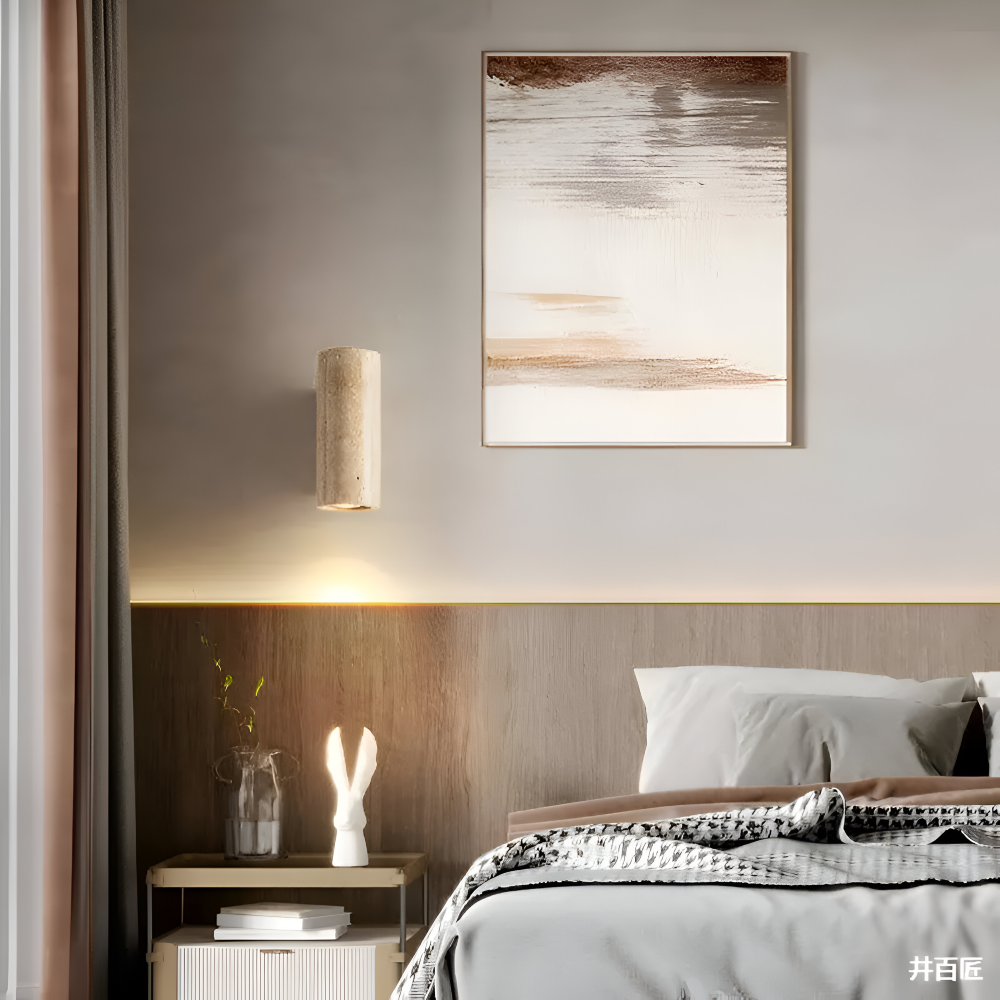 Frendorf | Zylinder Tube Wandleuchte - Wabi Sabi Stone Wall Sconce - Wandstrahler LED Beleuchtung