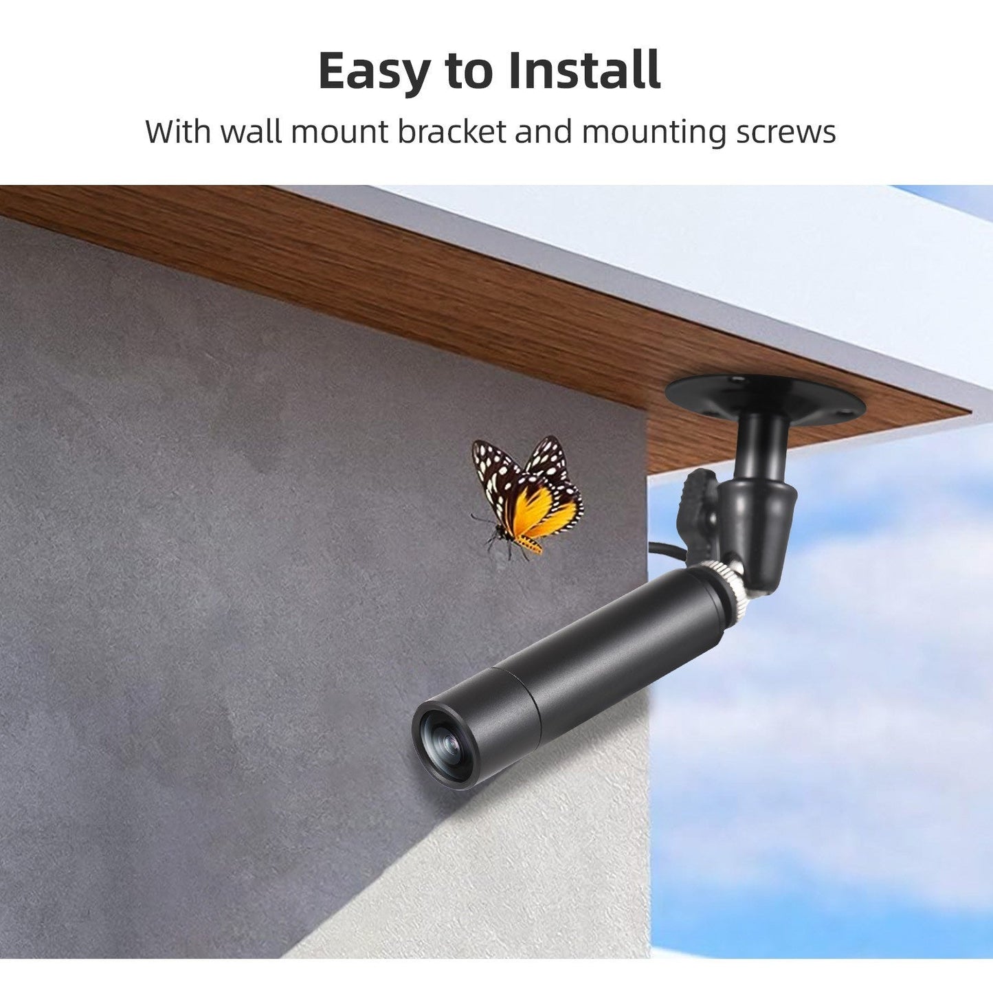 Frendorf | 2MP 1080P Mini Kabel CCTV Innen Sicherheitskamera mit 3,6mm Weitwinkelobjektiv und Wandmontagehalterung, Analog PAL System