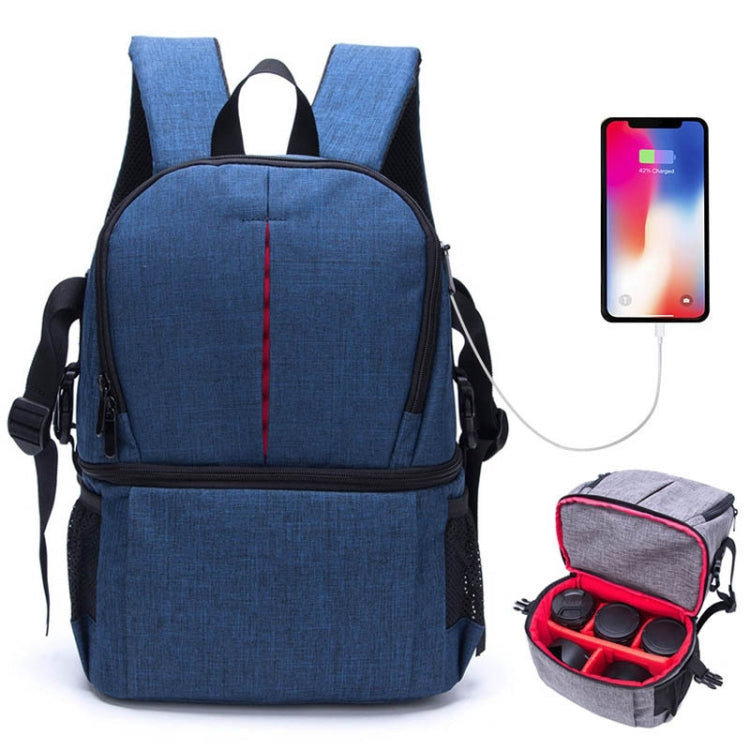 Frendorf | Multifunctionele Waterdichte Nylon Schouderrugzak Gevoerde Schokbestendige Cameratas voor Nikon Canon DSLR Camera's (Blauw)