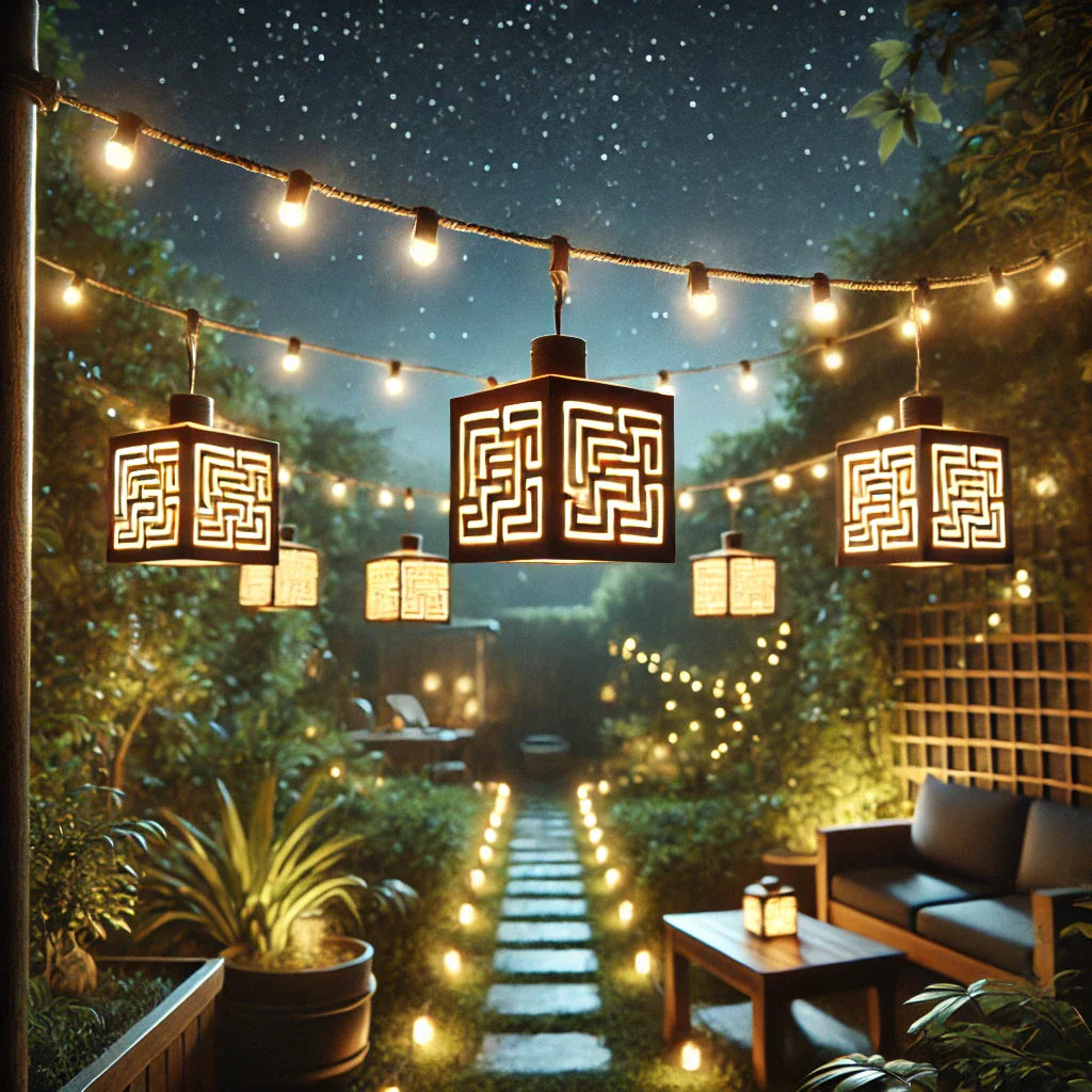 Frendorf | 10 LED Holzhaus Lichterkette - 2,1 m warme und gemütliche dekorative Lichter für Weihnachten, Partys und Wohnkultur - Batteriebetrieben, langlebig und perfekt für eine festliche Atmosphäre drinnen