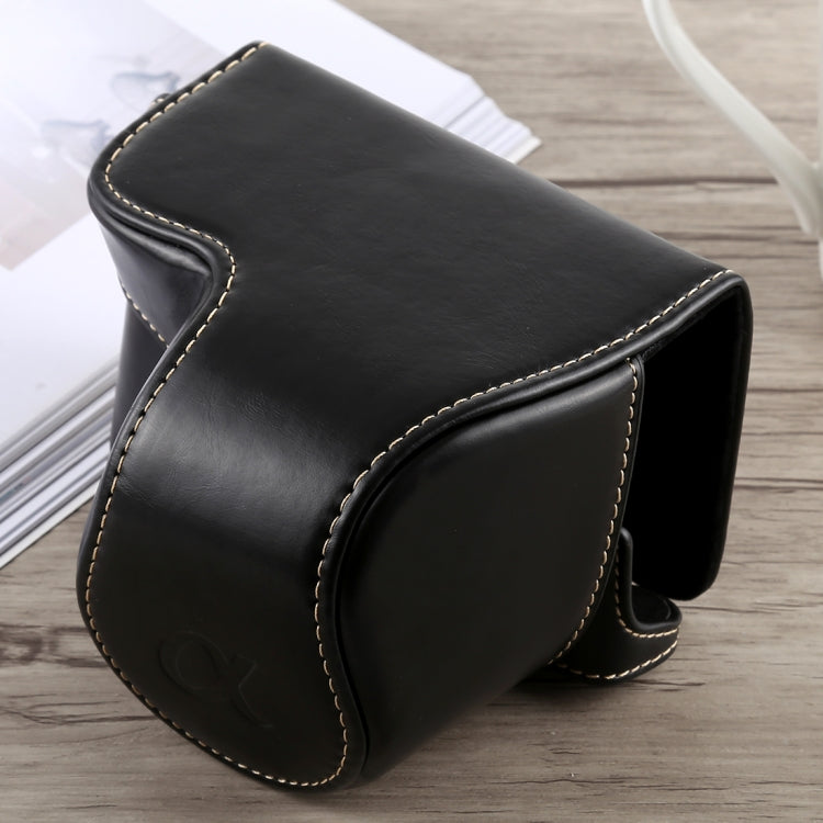 Frendorf | Volledige Body Camera PU Leren Hoes Tas met Band voor Sony A6300(Zwart)