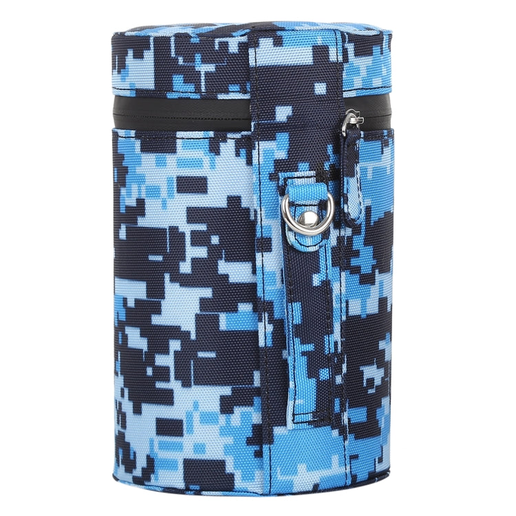 Frendorf | Camouflage Kleur Grosse Objektiv Tasche Reißverschluss Stoff Beutel Box für DSLR Kamera Objektiv, Größe: 16x10x10cm (Blau)