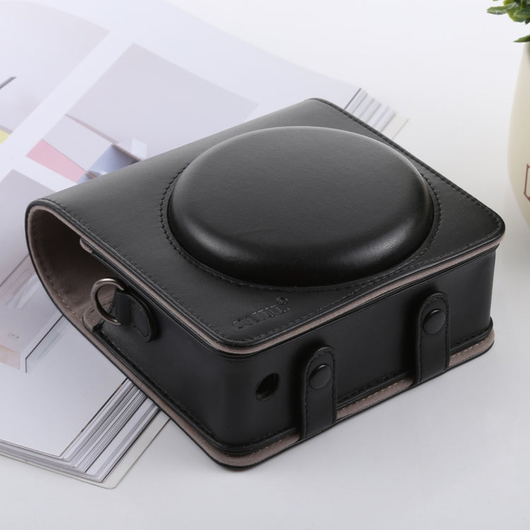 Frendorf | Retro-Stil Vollkörpers Kamera PU Leder Tasche mit strap für FUJIFILM instax SQUARE SQ6 (Schwarz)