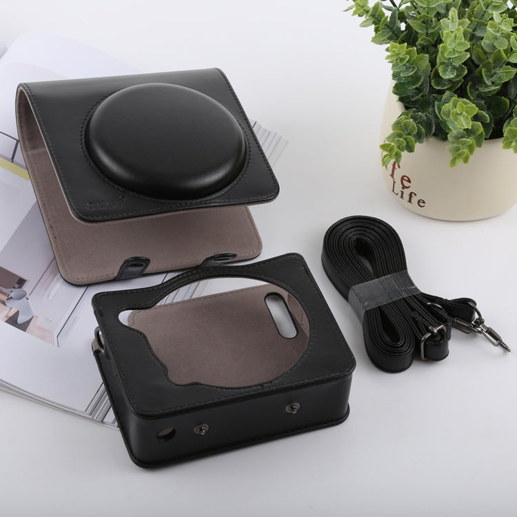 Frendorf | Retro-Stil Vollkörpers Kamera PU Leder Tasche mit strap für FUJIFILM instax SQUARE SQ6 (Schwarz)