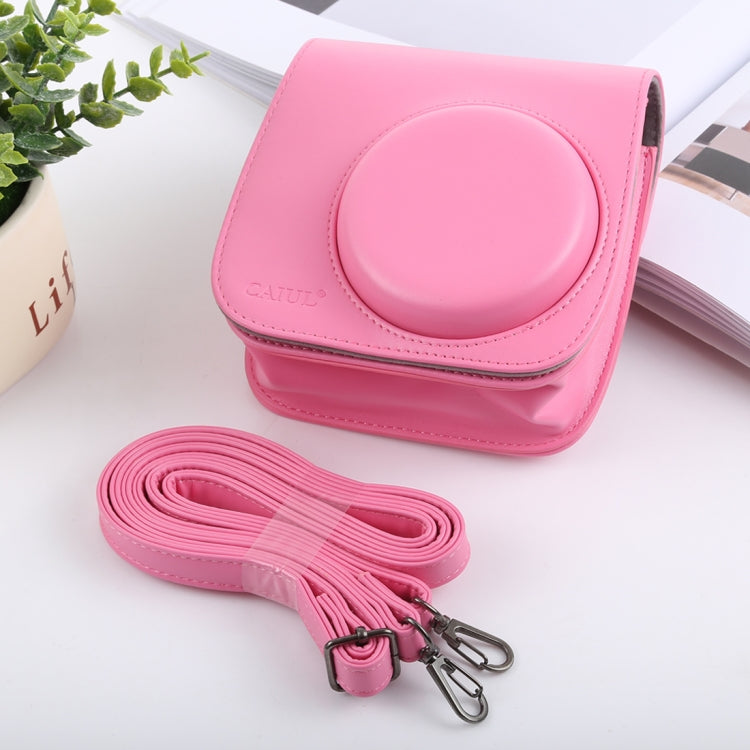 Frendorf | Retro-Stil Vollkörper Kamera PU-Leder Tasche mit Tragegurt für FUJIFILM instax mini 9 / mini 8+ / mini 8 (Pink)