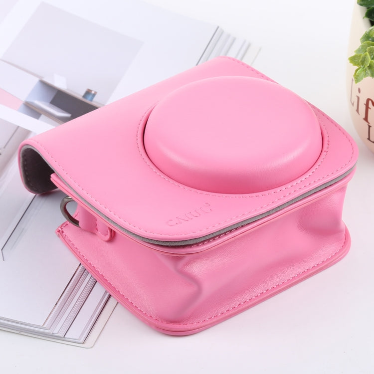 Frendorf | Retro-Stil Vollkörper Kamera PU-Leder Tasche mit Tragegurt für FUJIFILM instax mini 9 / mini 8+ / mini 8 (Pink)