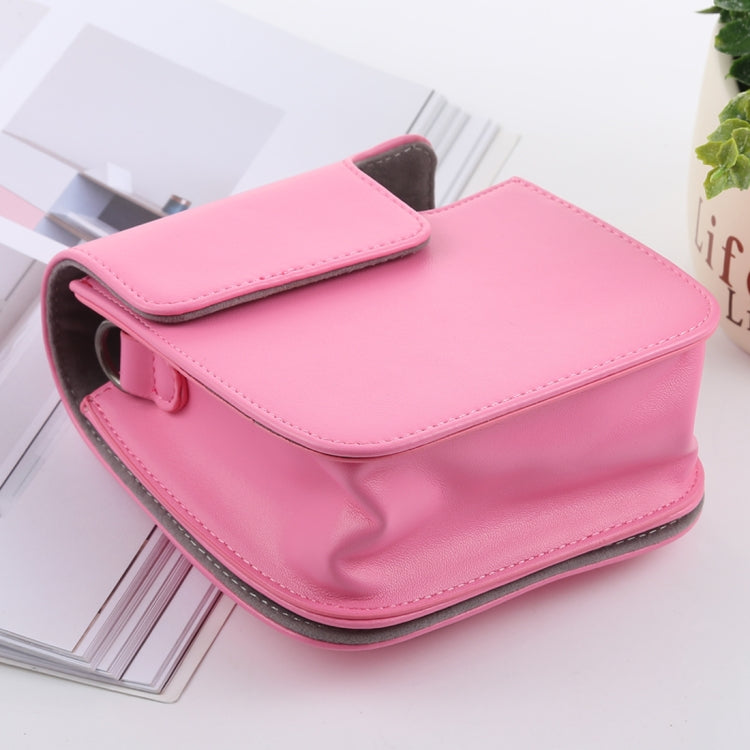 Frendorf | Retro-Stil Vollkörper Kamera PU-Leder Tasche mit Tragegurt für FUJIFILM instax mini 9 / mini 8+ / mini 8 (Pink)