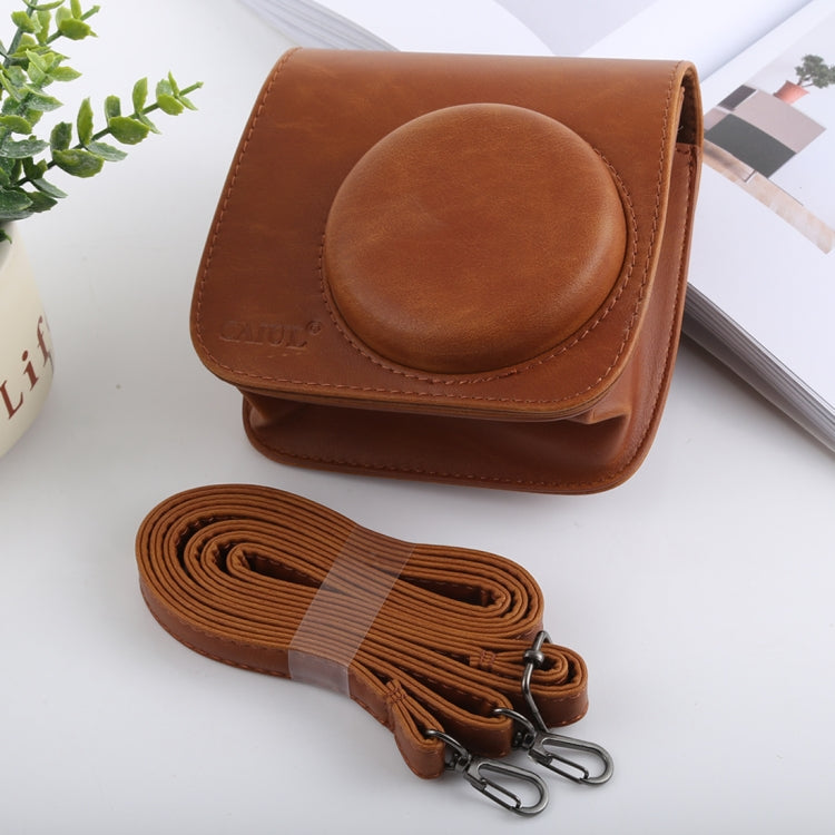 Frendorf | Retro stijl volledige body camera PU leren hoes tas met riem voor FUJIFILM instax mini 9 / mini 8+ / mini 8 (Bruin)