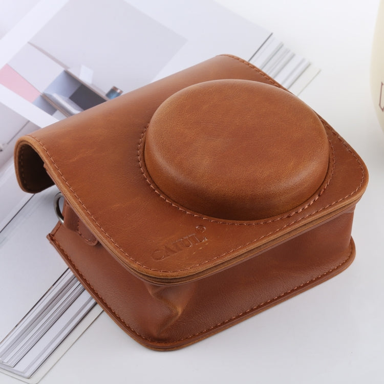 Frendorf | Retro stijl volledige body camera PU leren hoes tas met riem voor FUJIFILM instax mini 9 / mini 8+ / mini 8 (Bruin)
