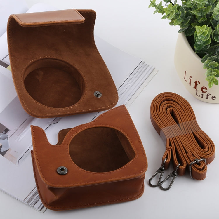 Frendorf | Retro stijl volledige body camera PU leren hoes tas met riem voor FUJIFILM instax mini 9 / mini 8+ / mini 8 (Bruin)