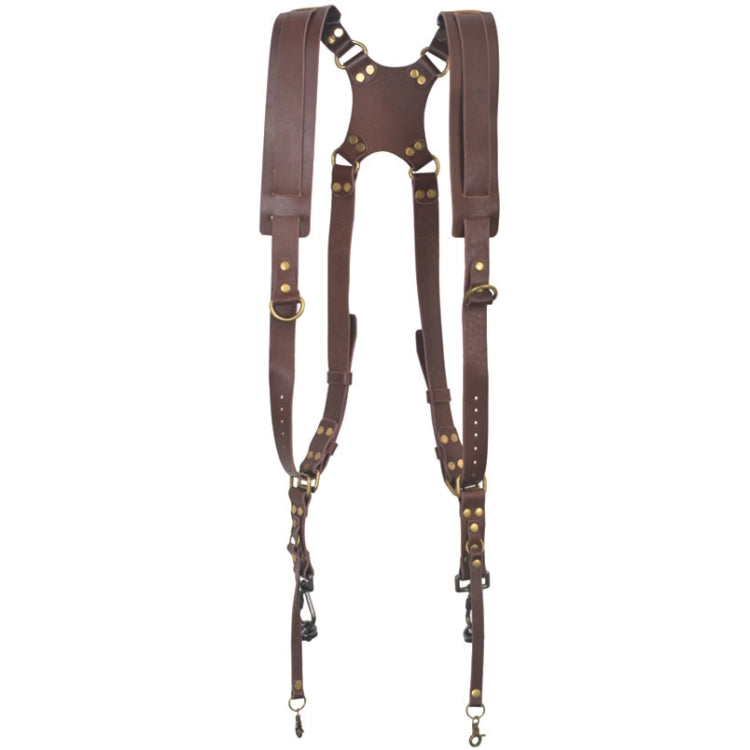 Frendorf | Quick Release Anti-Slip Dual Shoulder Leather Harness Camera Strap with Metal Hook for SLR / DSLR Cameras(Brown)