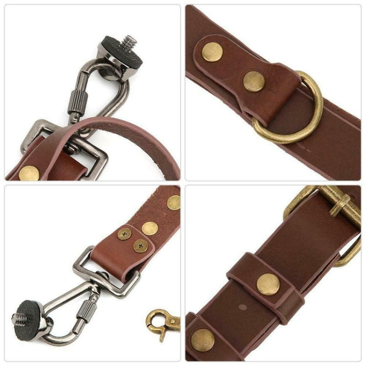 Frendorf | Quick Release Anti-Slip Dual Shoulder Leather Harness Camera Strap with Metal Hook for SLR / DSLR Cameras(Brown)