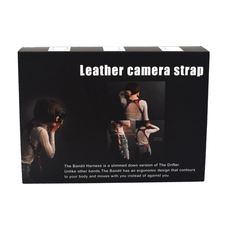 Frendorf | Quick Release Anti-Slip Dual Shoulder Leather Harness Camera Strap with Metal Hook for SLR / DSLR Cameras(Brown)