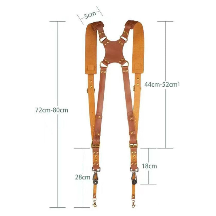Frendorf | Quick Release Anti-Slip Dual Shoulder Leather Harness Camera Strap with Metal Hook for SLR / DSLR Cameras(Brown)