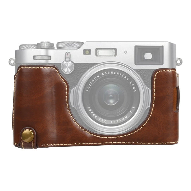 Frendorf | 1/4 inch Draad PU Leer Camera Halve Case Basis voor FUJIFILM X100V (Koffie)