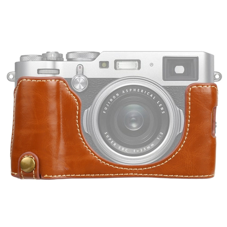 Frendorf | 1/4 inch Draad PU Lederen Camera Halve Case Basis voor FUJIFILM X100V (Bruin)