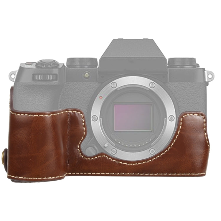 Frendorf | 1/4 inch Draad PU Lederen Camera Halve Case Basis voor FUJIFILM X-S10 (Koffie)