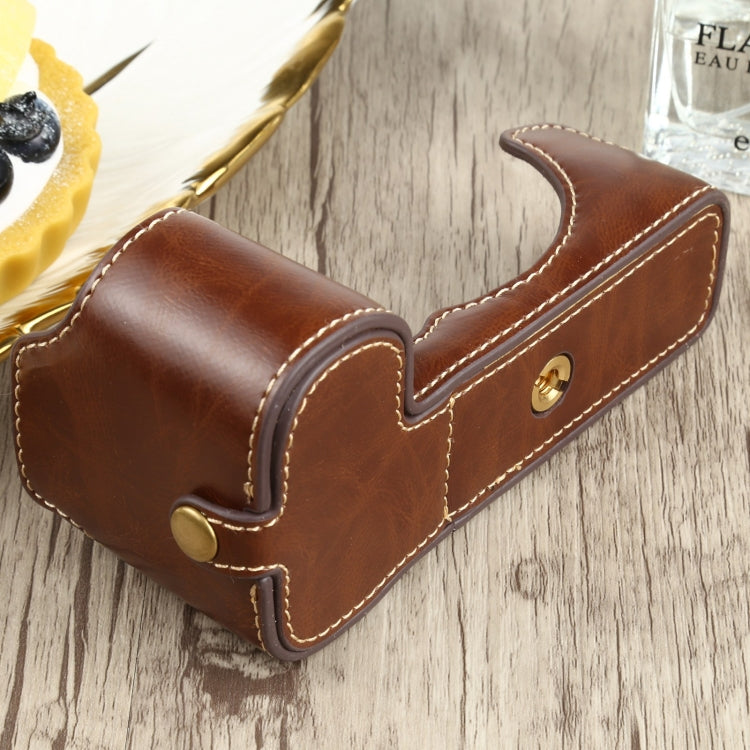 Frendorf | 1/4 inch Draad PU Lederen Camera Halve Case Basis voor FUJIFILM X-S10 (Koffie)