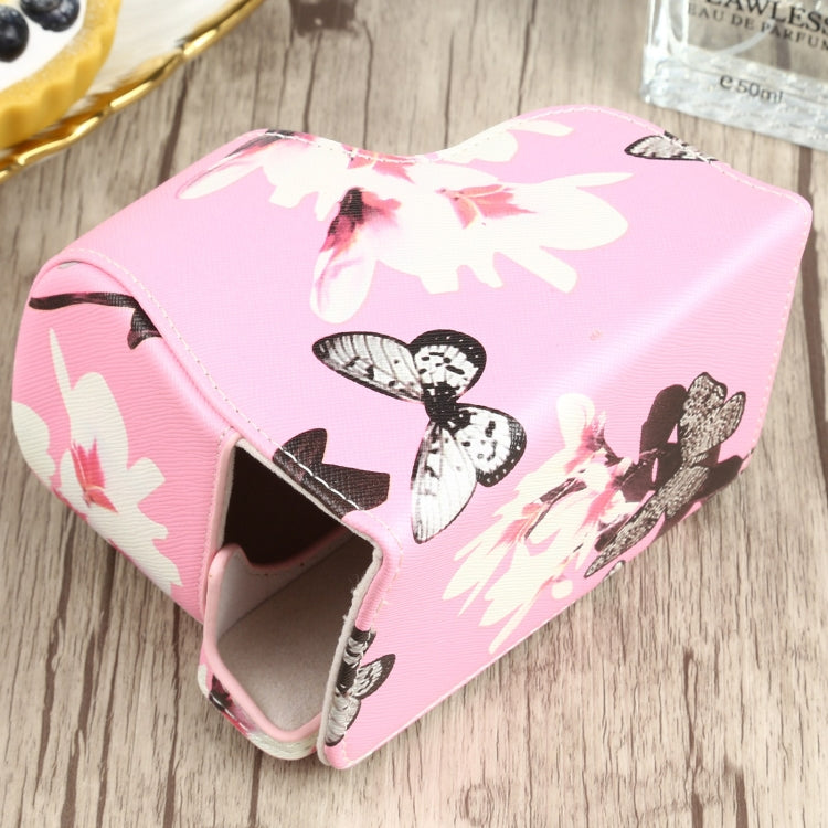 Frendorf | Bloempatroon PU-lederen cameratas voor Sony A6000 / A6300 / A6400 / Nex 6 (Roze)