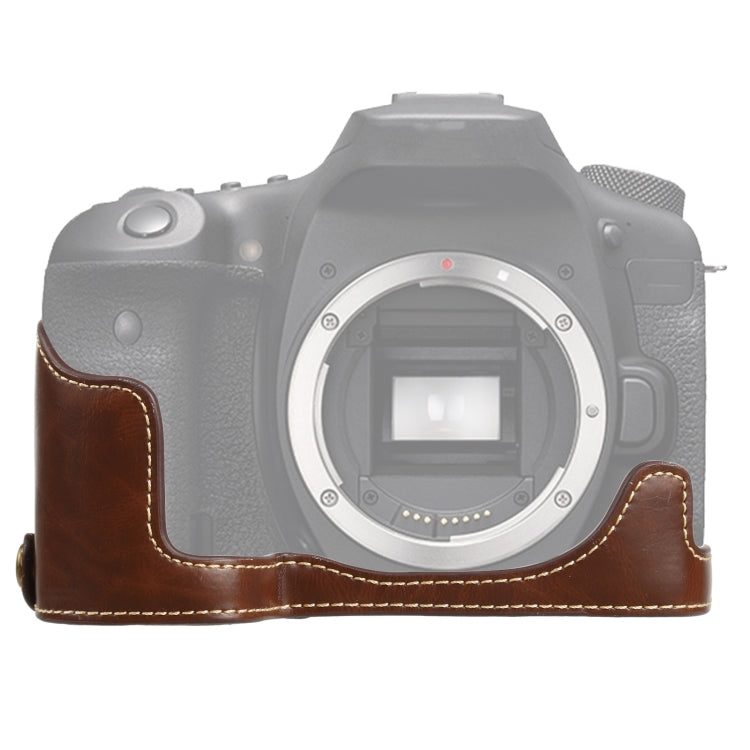 Frendorf | 1/4 inch Draad PU Leer Camera Half Casus Basis voor Canon EOS 90D (Koffie)