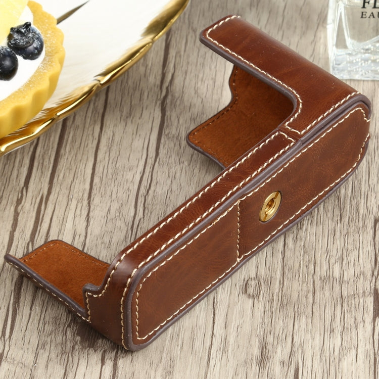Frendorf | 1/4 inch Draad PU Lederen Camera Halve Case Basis voor FUJIFILM XE4 (Koffie)