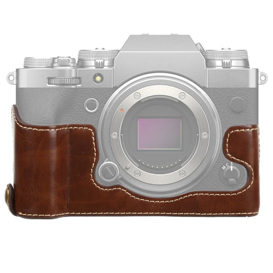 Frendorf | 1/4 inch Draad PU Leer Camera Half Case Basis voor FUJIFILM X-T4 (Koffie)