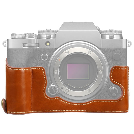 Frendorf | 1/4 inch Draad PU Leren Camera Halve Case Basis voor FUJIFILM X-T4 (Bruin)