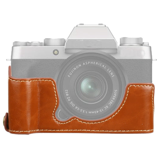 Frendorf | 1/4 inch Draad PU Leer Camera Half Case Basis voor FUJIFILM XT200 (Bruin)