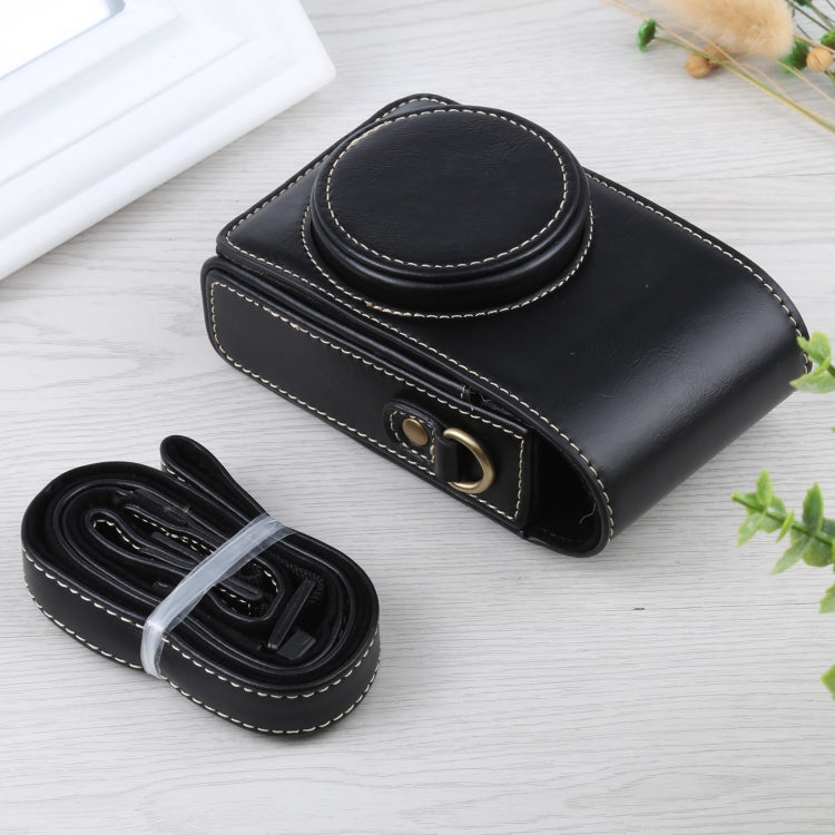 Frendorf | Vertikale Flip Full Body Kamera PU Leder Tasche mit Gurt für Ricoh GR III / GRII, Sony ZV-1 / DSC-RX100M7 / RX100M6 / RX100M5 / RX100M2 (Schwarz)