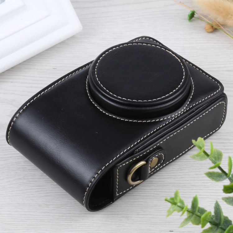 Frendorf | Vertikale Flip Full Body Kamera PU Leder Tasche mit Gurt für Ricoh GR III / GRII, Sony ZV-1 / DSC-RX100M7 / RX100M6 / RX100M5 / RX100M2 (Schwarz)