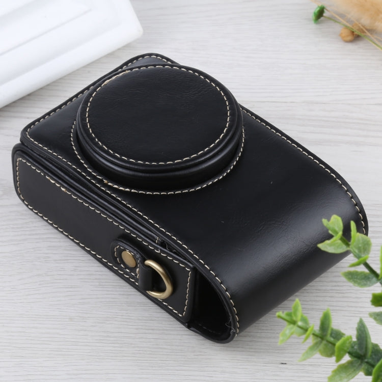 Frendorf | Vertikale Flip Full Body Kamera PU Leder Tasche mit Gurt für Ricoh GR III / GRII, Sony ZV-1 / DSC-RX100M7 / RX100M6 / RX100M5 / RX100M2 (Schwarz)