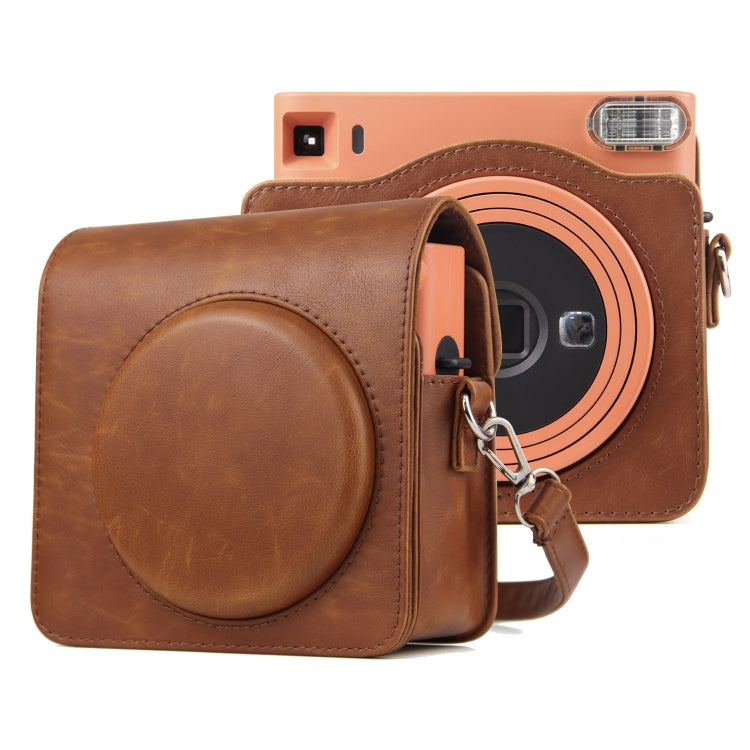 Frendorf | Volle Body PU Leren Case Camera Tas met Schouderband voor FUJIFILM instax Square SQ1 (Bruin)