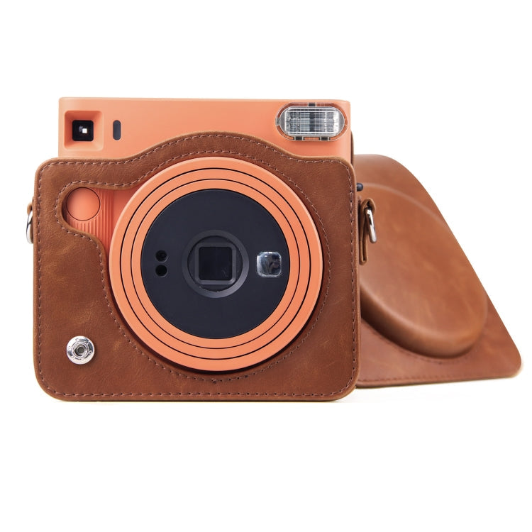 Frendorf | Volle Body PU Leren Case Camera Tas met Schouderband voor FUJIFILM instax Square SQ1 (Bruin)