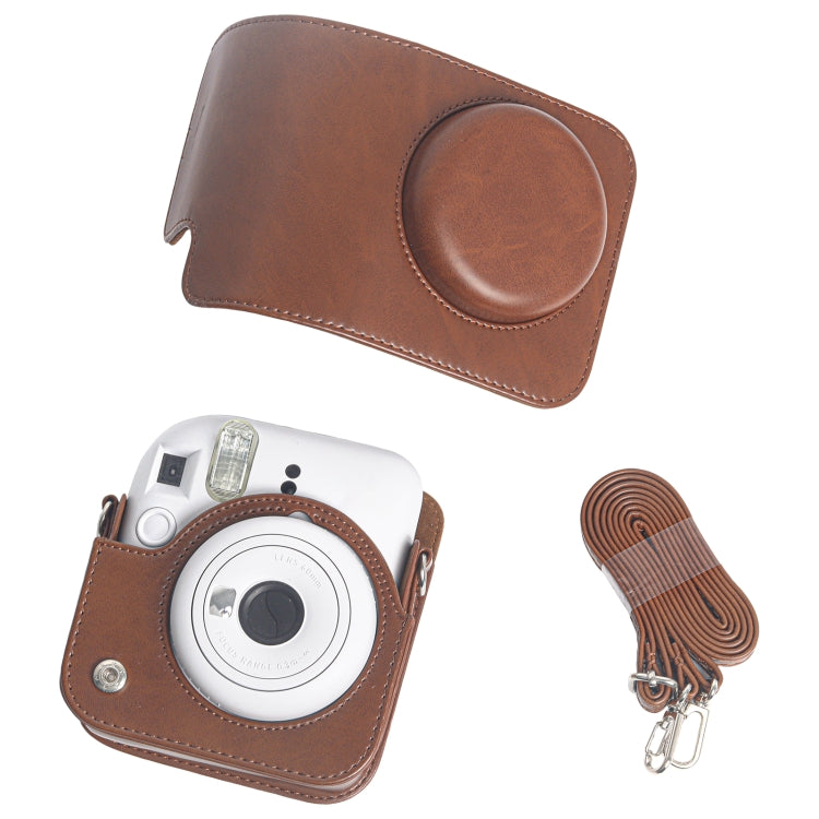 Frendorf | Voor FUJIFILM Instax mini 12 Leren Hoes Volledige Body Camera Tas met Schouderband (Bruin)