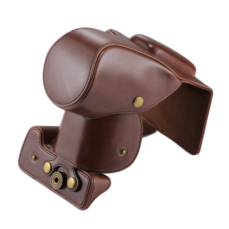 Frendorf | Volledige Body Camera PU Lederen Tas voor Canon EOS 200D (18-55mm Lens)(Koffie)