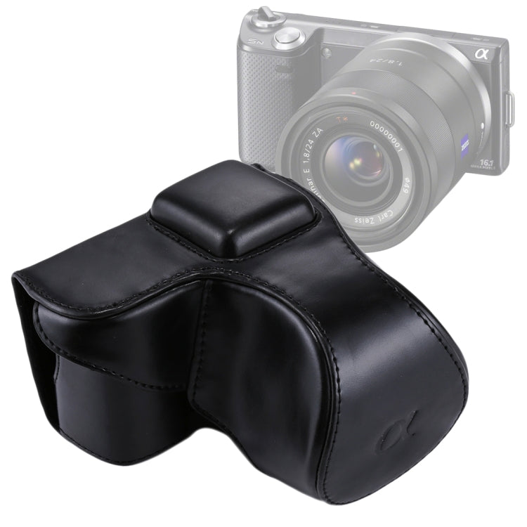 Frendorf | Volledige Body Camera PU Leren Case Tas met Strap voor Sony NEX 5N / 5R / 5T (16-50mm / 18-55mm Lens)(Zwart)