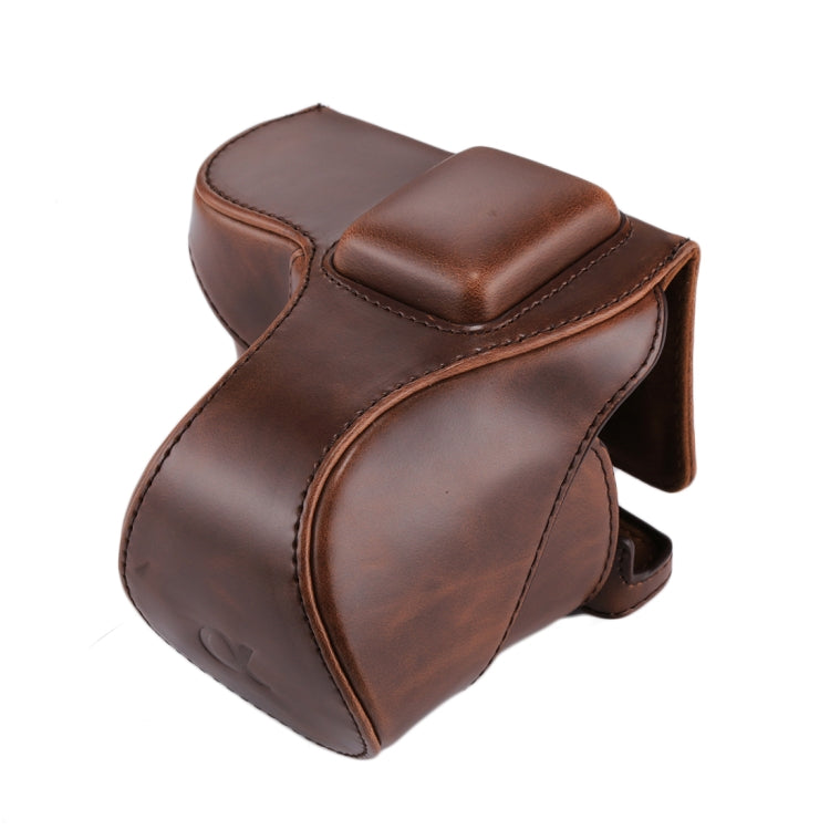 Frendorf | Full Body Camera PU Leder Tasche mit Tragegurt für Sony NEX 5N / 5R / 5T (16-50mm / 18-55mm Objektiv)(Braun)