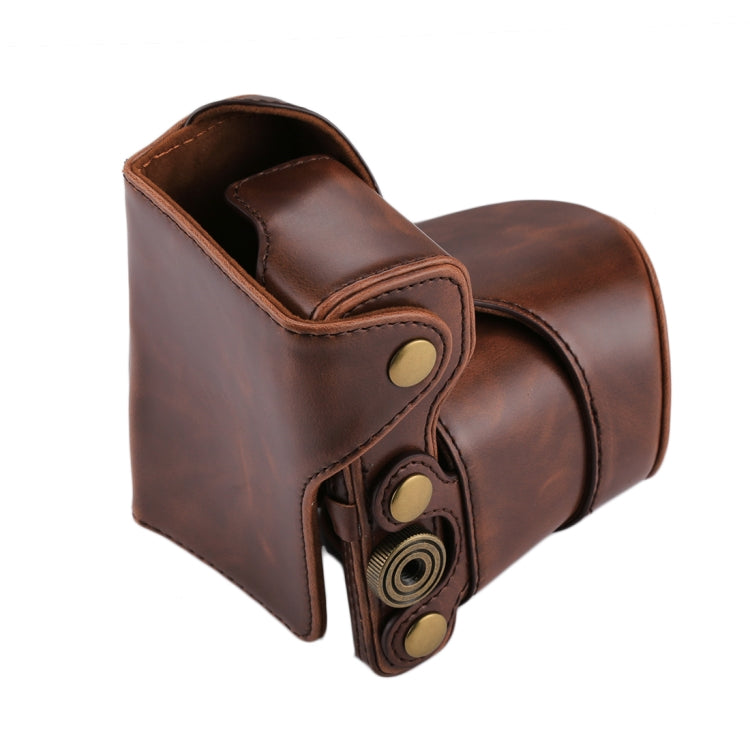 Frendorf | Full Body Camera PU Leder Tasche mit Tragegurt für Sony NEX 5N / 5R / 5T (16-50mm / 18-55mm Objektiv)(Braun)