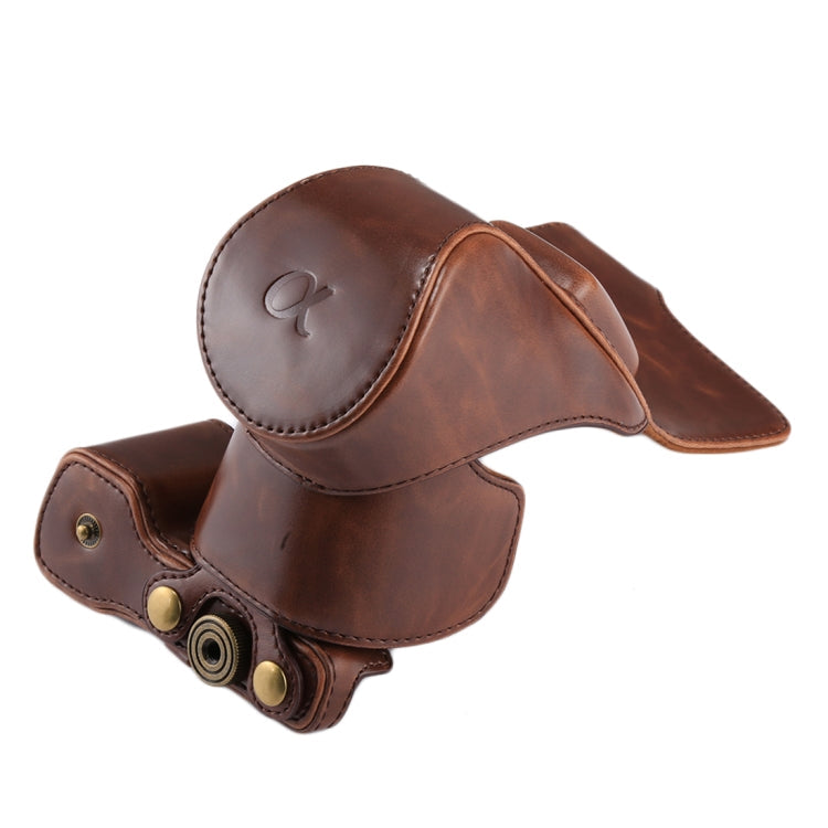 Frendorf | Full Body Camera PU Leder Tasche mit Tragegurt für Sony NEX 5N / 5R / 5T (16-50mm / 18-55mm Objektiv)(Braun)