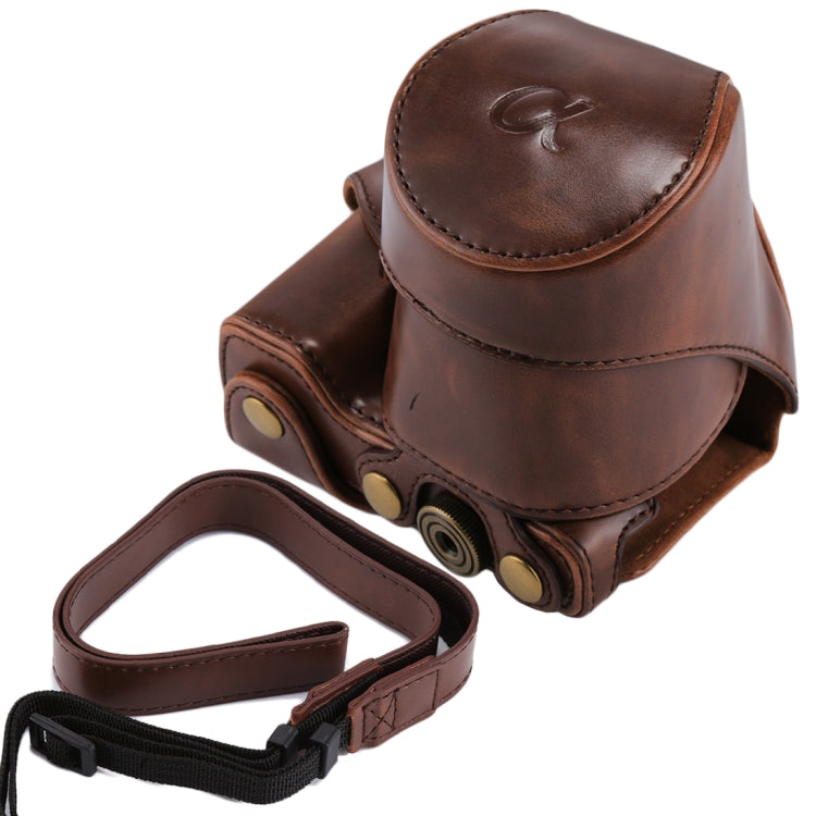 Frendorf | Full Body Camera PU Leder Tasche mit Tragegurt für Sony NEX 5N / 5R / 5T (16-50mm / 18-55mm Objektiv)(Braun)