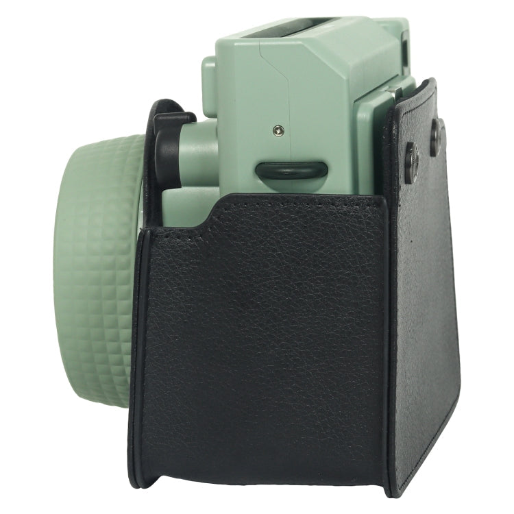 Frendorf | Für FUJIFILM Instax WIDE 400 Vollkörper-Lederetui mit Tragegurt (Schwarz)