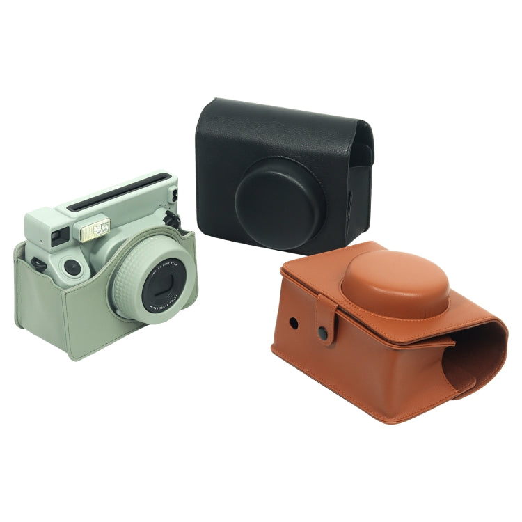 Frendorf | Für FUJIFILM Instax WIDE 400 Vollkörper-Lederetui mit Tragegurt (Schwarz)