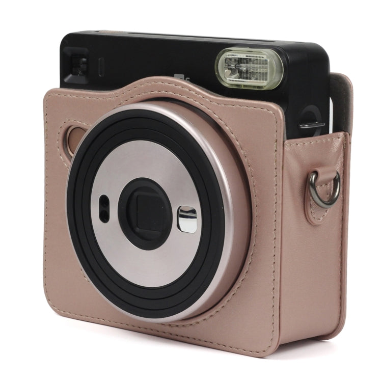 Frendorf | Pearly Lustre PU Leder Tasche für FUJIFILM Instax SQUARE SQ6 Kamera, mit verstellbarem Schultergurt (Hellbraun)